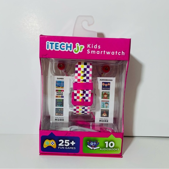 🆕 iTech Junior Girls Earbuds & Smartwatch Set - Rainbow Checker - Picture 8 of 8
